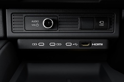 充電用USB端子Ⓐインパネ下部（2個）Ⓑセンターコンソールボックス後部（2個）Ⓒサードシートサイドトリム（左右各1個）